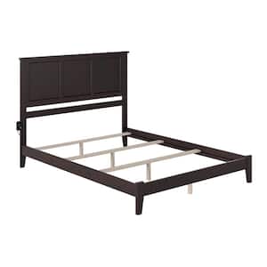 Madison Espresso Dark Brown Solid Wood King Traditional Panel Bed with Open Footboard and Attachable Device Charger
