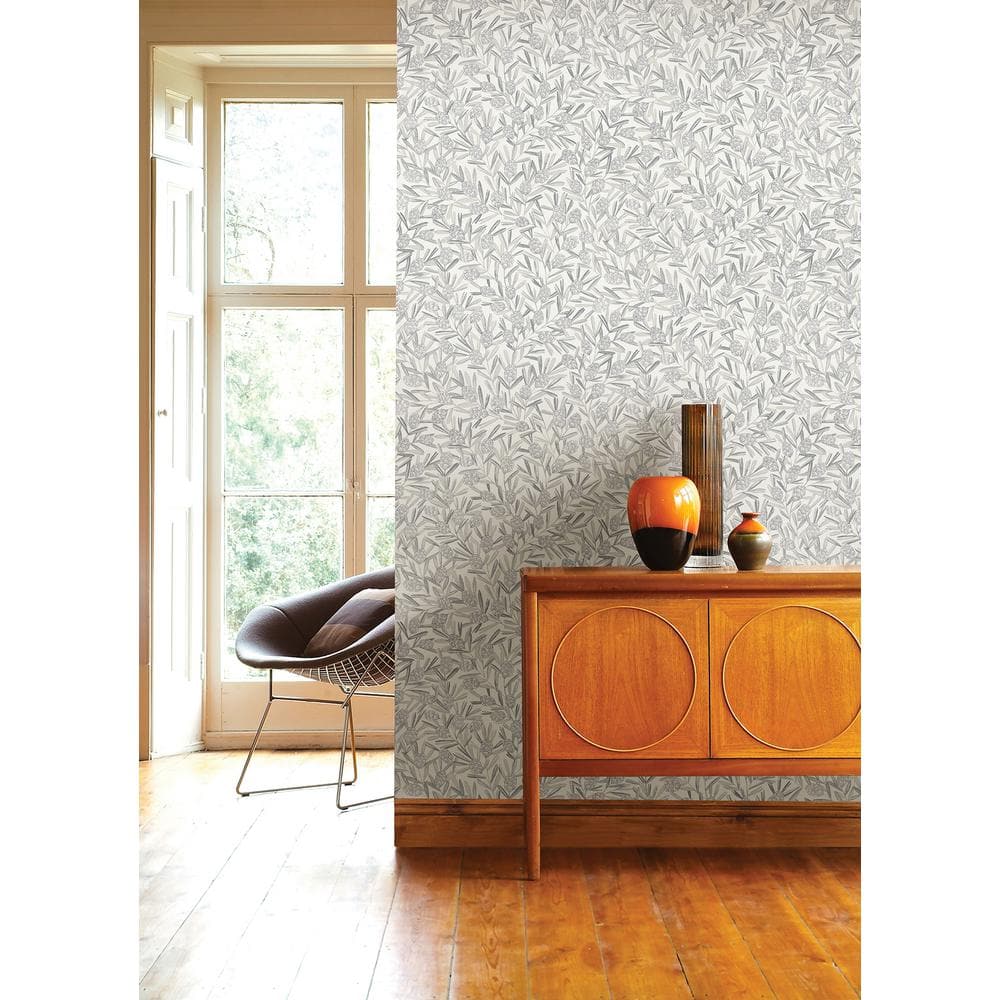 Zulma Soft Grey 3D Botanical Non-Woven Wallpaper