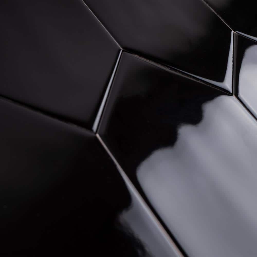 Taylor Black Polished Ceramic Picket Wall Tile 4x12