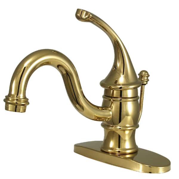 Georgian Single Hole Single-Handle Bathroom Faucet in Polished Brass