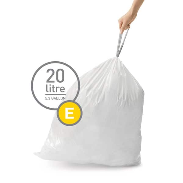 20L Code E 100pk Custom Fit Bathroom Trash Bag Liners in 5 Quick-Dispense Packs