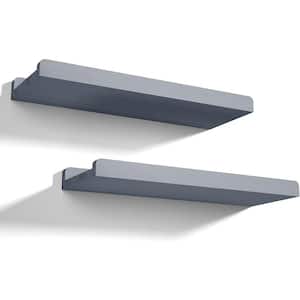 17.2 in. W x 6.89 in. D Weathered Grey Wood Decorative Wall Shelf, (Set of 2)