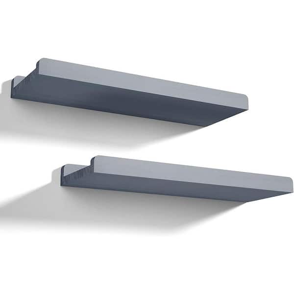 Unbranded 17.2 in. W x 6.89 in. D Weathered Grey Wood Decorative Wall Shelf, (Set of 2)