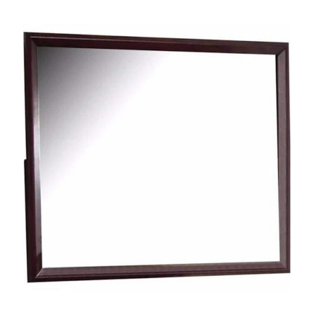 Benjara 0.75 In. X 45 In. Rectangular Wooden Frame Brown Wall Mirror ...