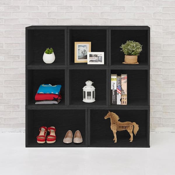 Way Basics Blox System  Milan Eco zBoard Tool Free Assembly Black Stackable Modular Open Bookcase