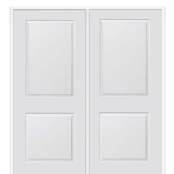 MMI DOOR 72 in. x 80 in. Smooth Carrara Left-Hand Active Solid Core Primed Molded Composite Double Prehung Interior Door