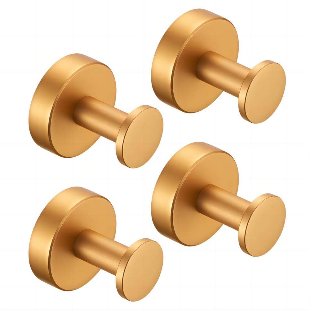 Flynama 4-Piece Round Knob Hook Robe/Towel Hook Wall-Mounted in Gold DJ ...