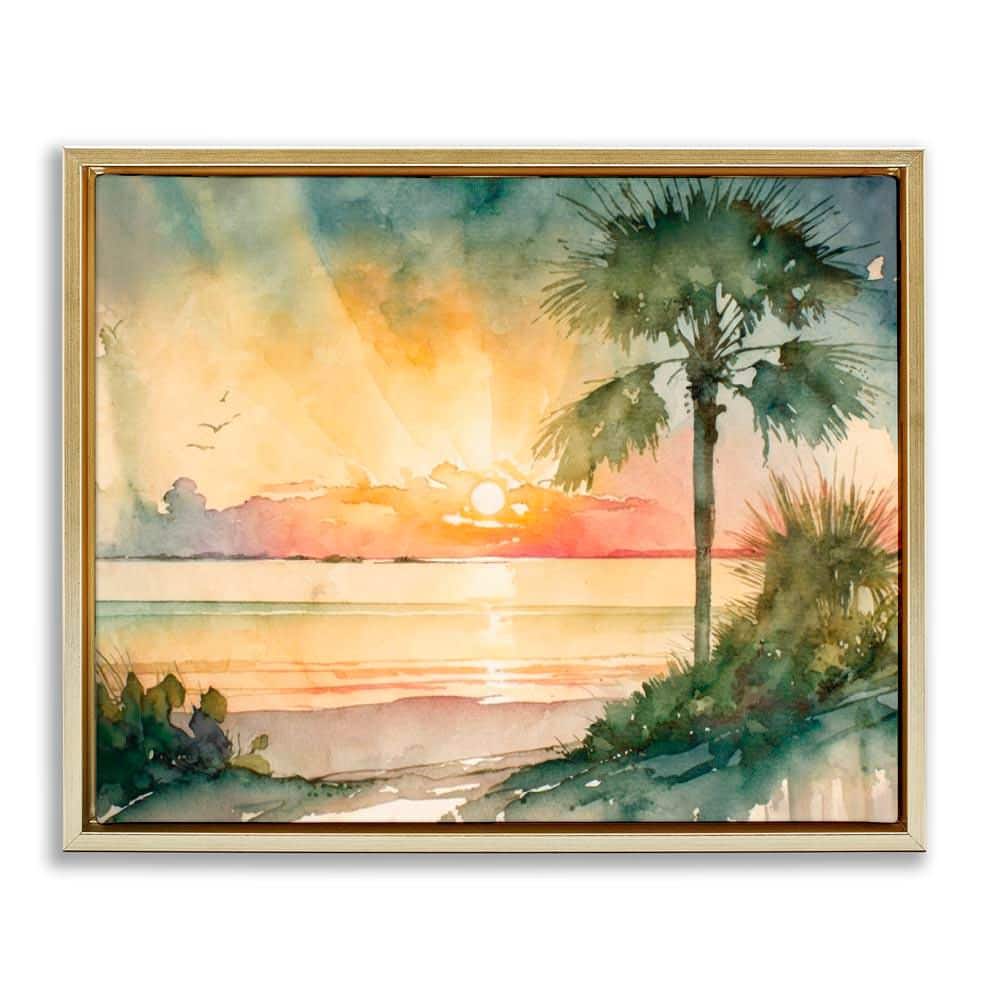 Sunrise Through Palms by Svetlana Aleynikova Gold Floater Frame Nature Graphic Art Print 25 in. x 31 in. price history on PriceWatchPro