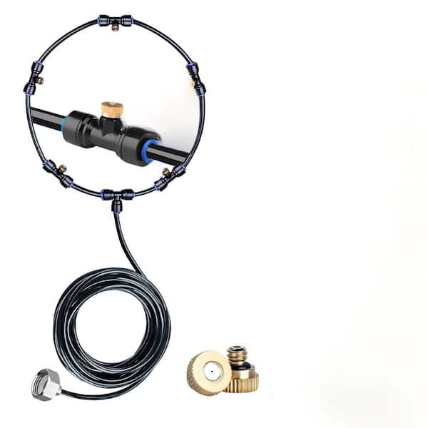 Misting Fan Kit for Outside Cooling, 16.4 ft. Misting Line, 5 Brass Nozzles, 3/4 in. Adapter, Outdoor Mister System