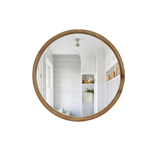PAIHOME Rustic 23.62 in. W x 23.62 in. H Round Wood Frame Wall Mount ...