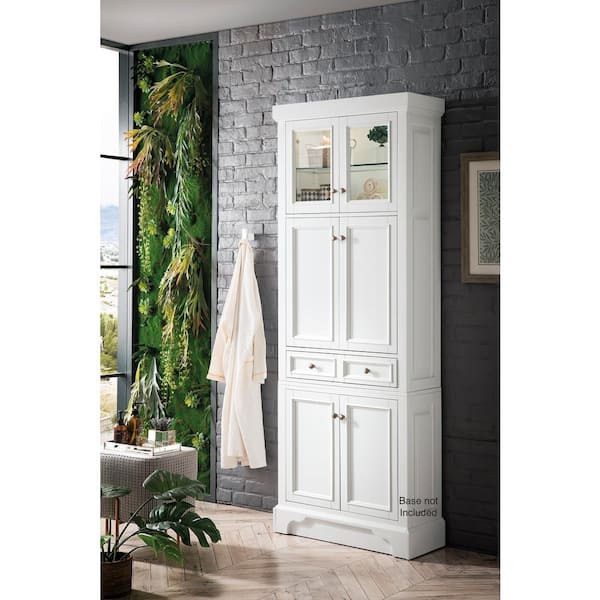 De Soto 31.3 in. W x 12.5 in.D x 53.5 in. H Freestanding Double Storage Tower Hutch in Bright White