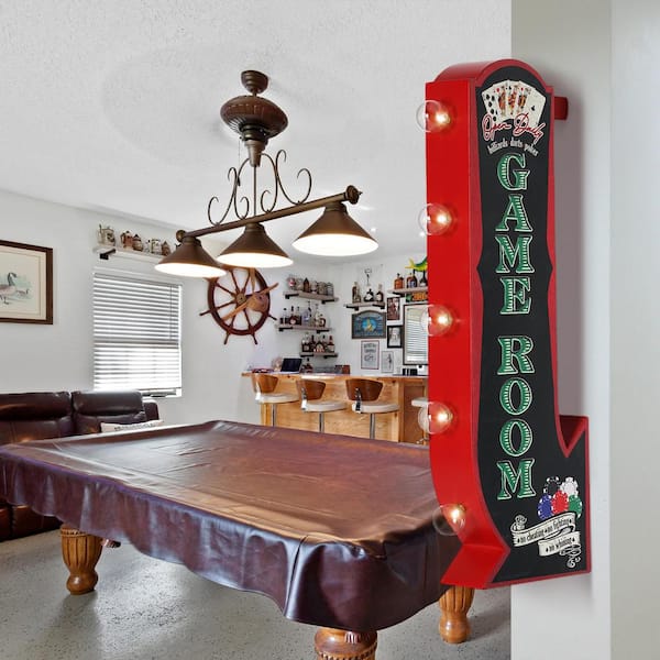 American Art Decor Vintage Game Room Off the Wall LED Iron Metal