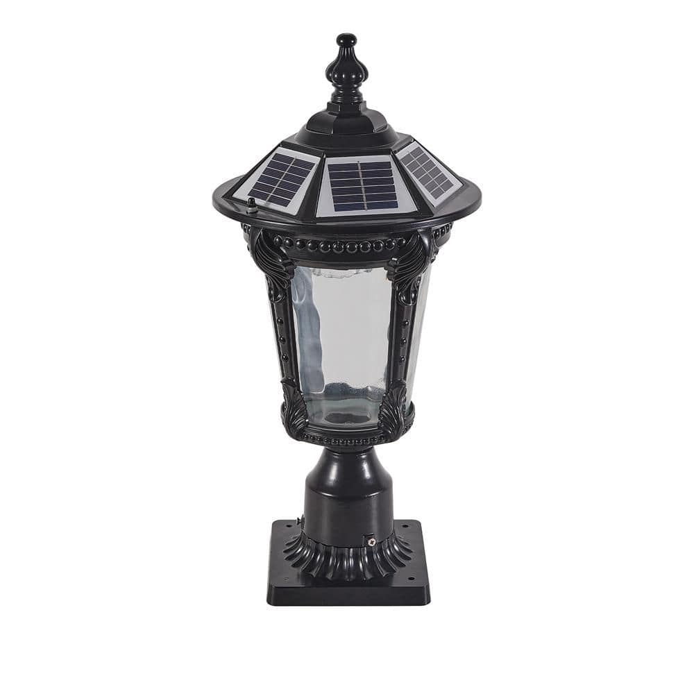 Outdoor Solar Light, 18 in. Black Dusk to Dawn Outdoor Solar Powered Dimmab