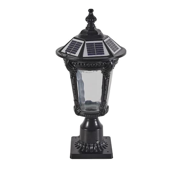 Unbranded Outdoor Solar Light, 18 in. Black Dusk to Dawn Outdoor Solar Powered Dimmable Post Lantern Light with LED, 1-Pack