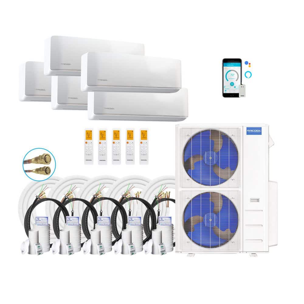 DIY 5th Gen 48,000 BTU 4 Ton 5 Zone 21.8 SEER2 Ductless Mini Split System with 9k,9K,9K,9K,12K & 16,25,25,35,35ft Lines price history on PriceWatchPro