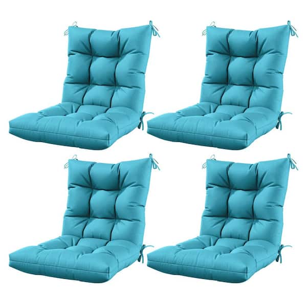 44.5 in. x 22.5 in. x 5 in. Outdoor Chair Cushion Tufted Seat and Back Patio Furniture Cushion Set Lake Blue (4-Pack)