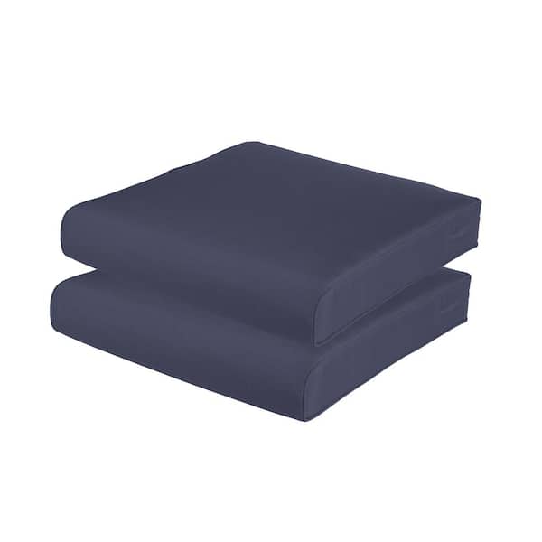 Aoodor 23 in. x 26 in. Rectangle Outdoor Chair Seat Cushion w/Adjustable Straps and Zipper and Handle in Navy Blue (2-Pack)