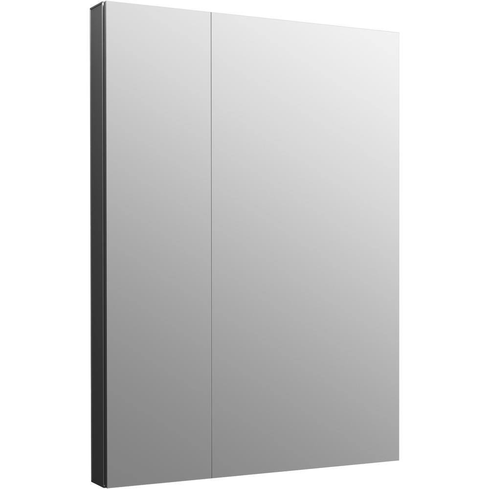 Maxstow Dark Anodized Aluminum Frameless Medicine Cabinet with Mirror