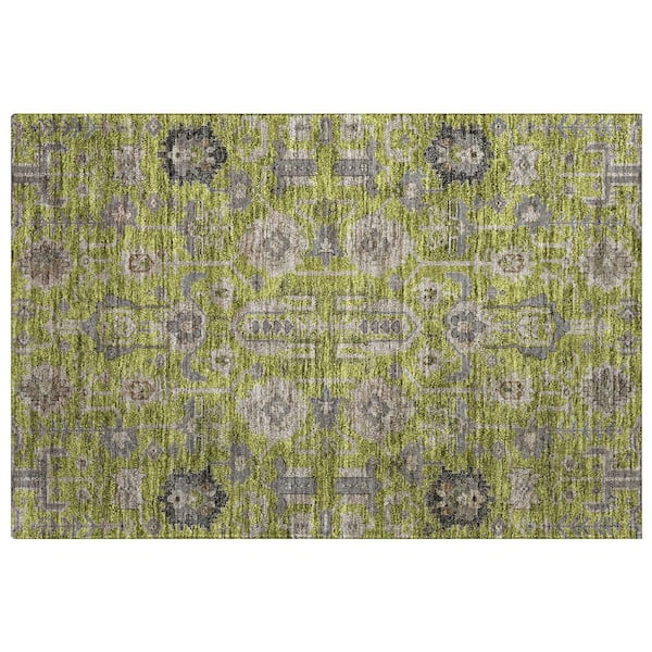 Dream Shag Premium Machine Washable Abstract ADS697 Olive 2 ft. x 3 ft. Accent Rug