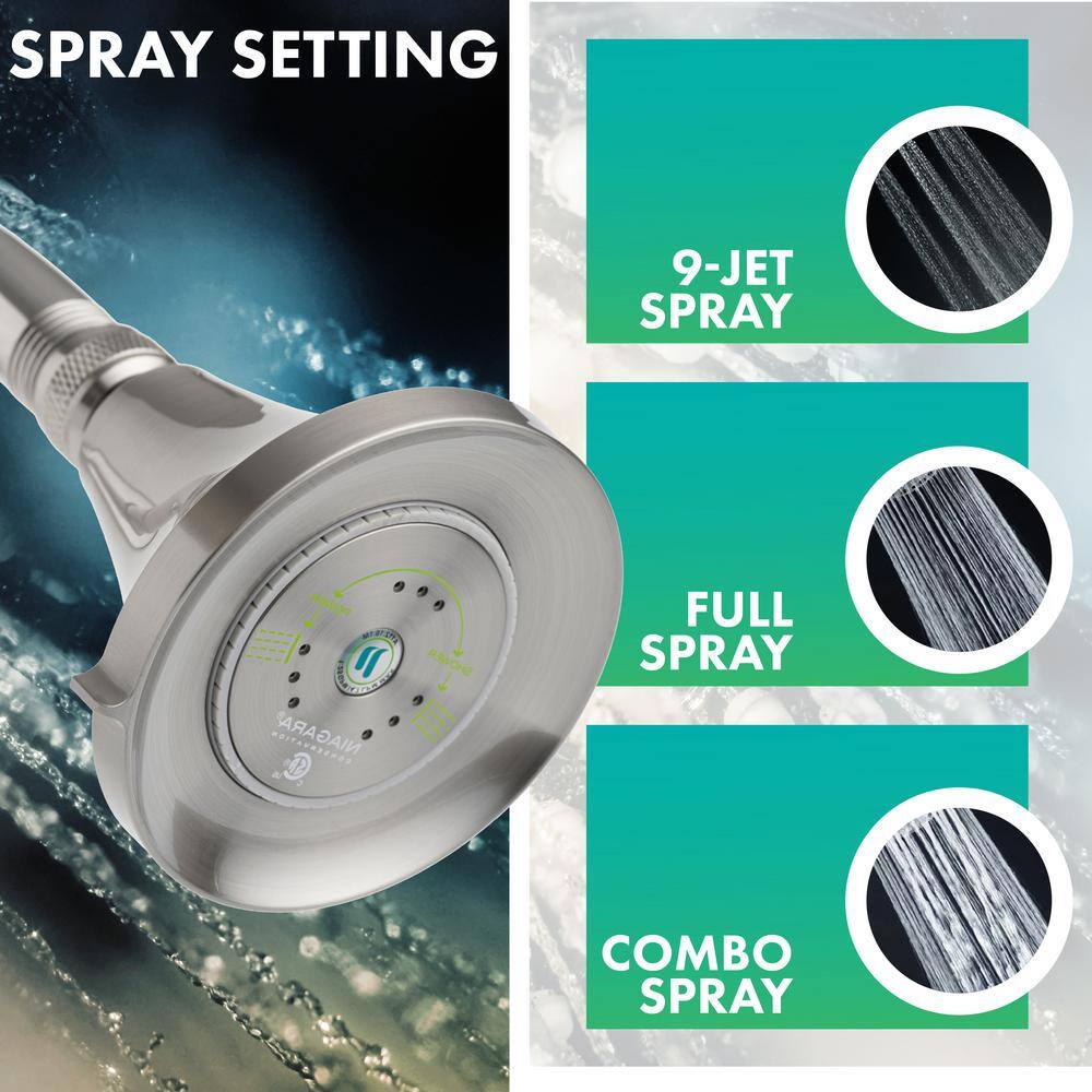 Brushed Nickel Water-Efficient Fixed Shower Head with Adjustable Spray