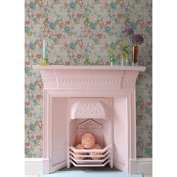 Disney Princess Blush Watercolor Floral Peel and Stick Wallpaper