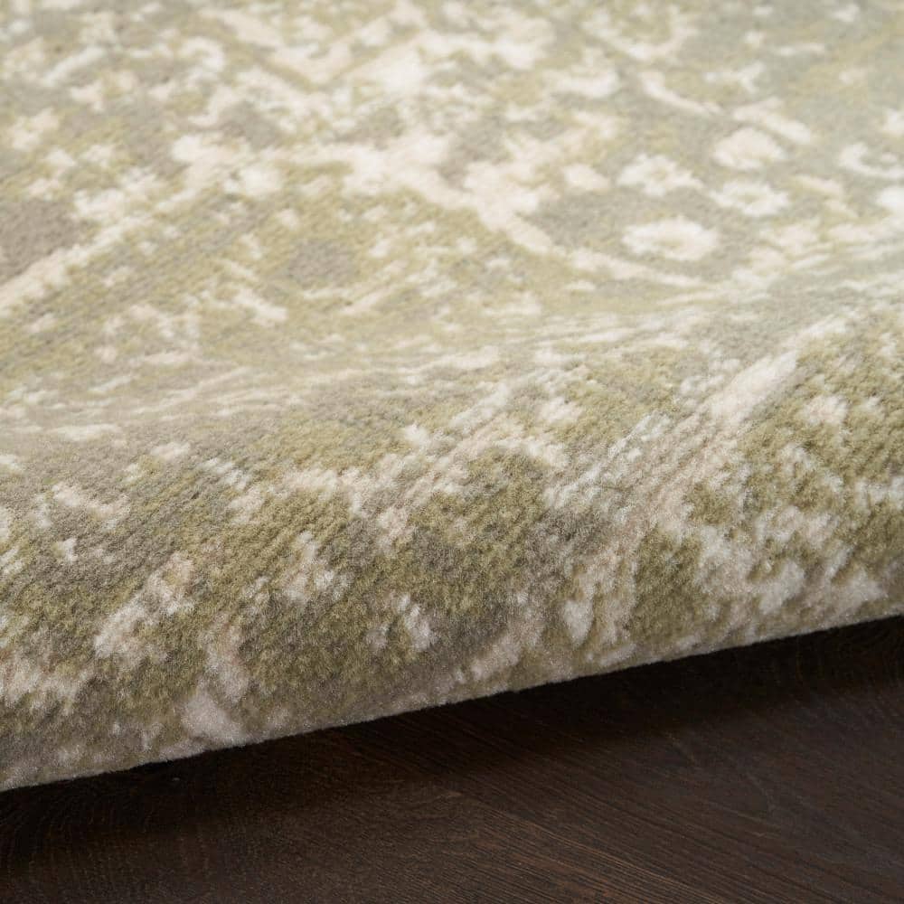 Olive Green Synthetic Medallion Rectangular Area Rug 8' x 10'