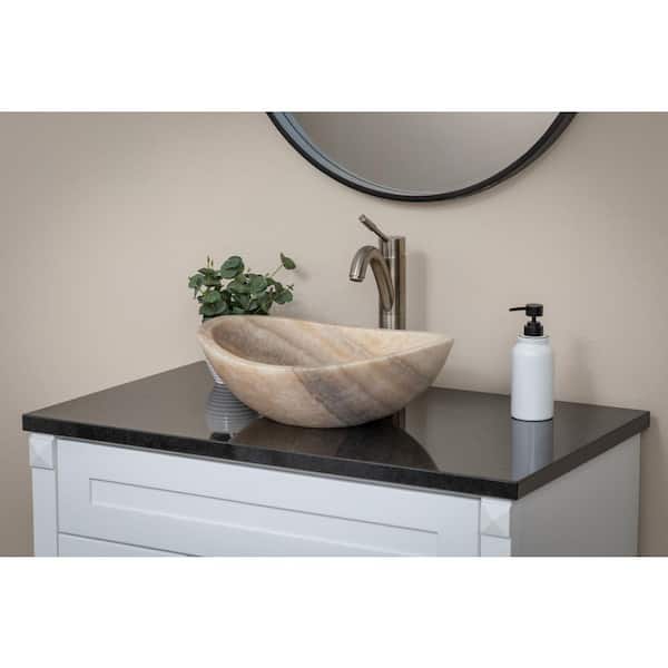 Eden Bath 18 in. Vessel Bathroom Sink in Beige Stone