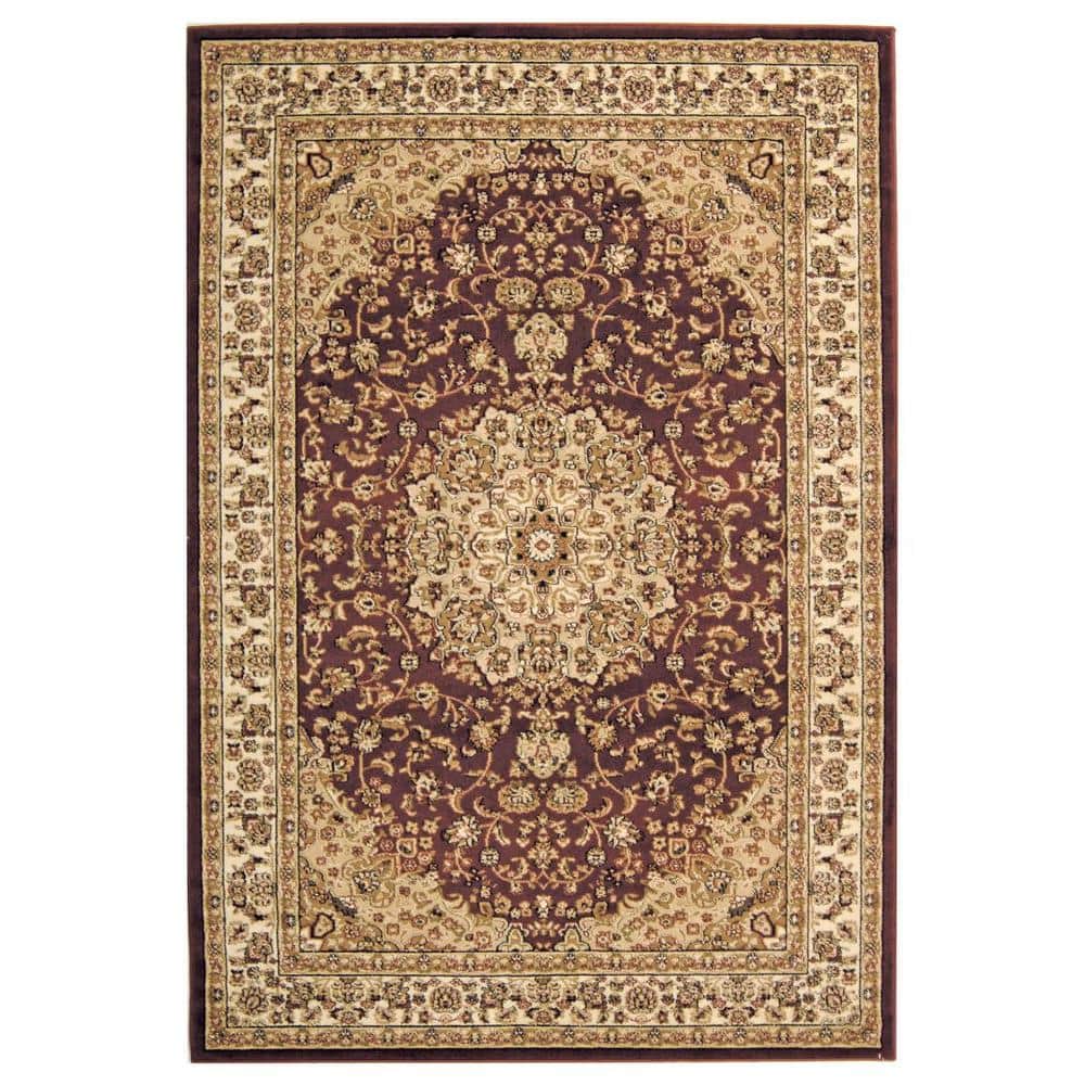 Red and Ivory Safavid Style Floral 4' x 6' Area Rug