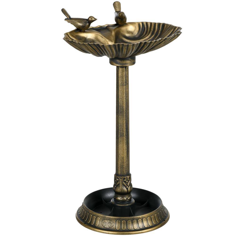 maocao hoom 32 in. Antique Bird Bath with Pedestal Flower Planter Base, Bird Feeder Bowl and Planter Decoration Yard Statue, Bronze CXY-P174544