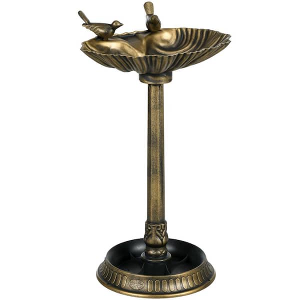 maocao hoom 32 in. Antique Bird Bath with Pedestal Flower Planter Base, Bird Feeder Bowl and Planter Decoration Yard Statue, Bronze