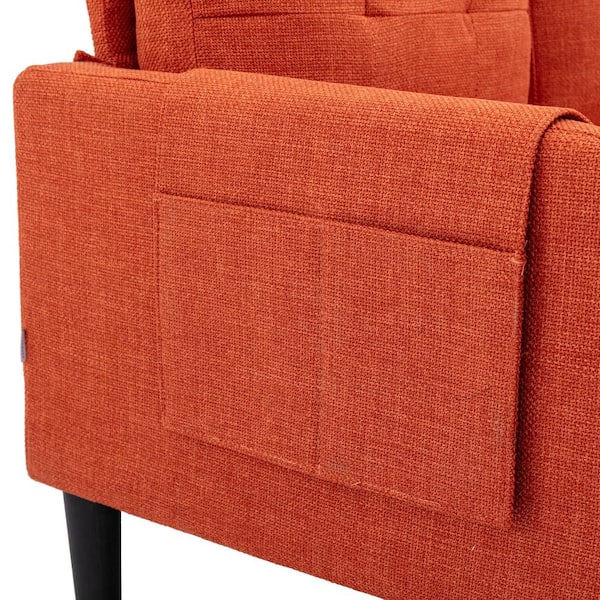 Brayden Orange Fabric Sectional Sofa Chaise B06178018 FedEx/UPS
