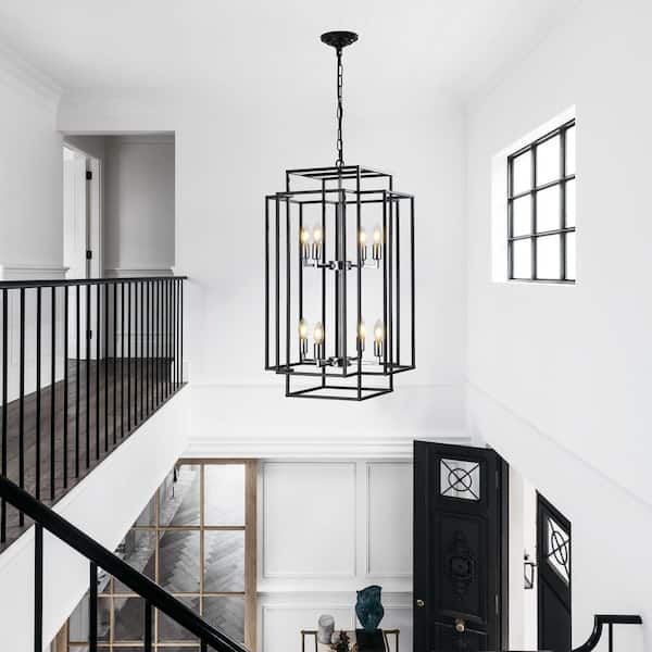 Jushua Modern 18 in. 8-Light Chrome Geometric Pendant Chandelier