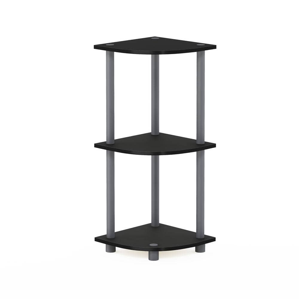 Furinno Turn-N-Tube 29.6 in. Black/Grey Reversible 3-Shelf Corner