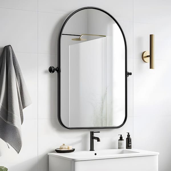 アキュレート Wooakway Black 1-Piece 23 in. W x 32 in. H Arch Metal Accent Wall
