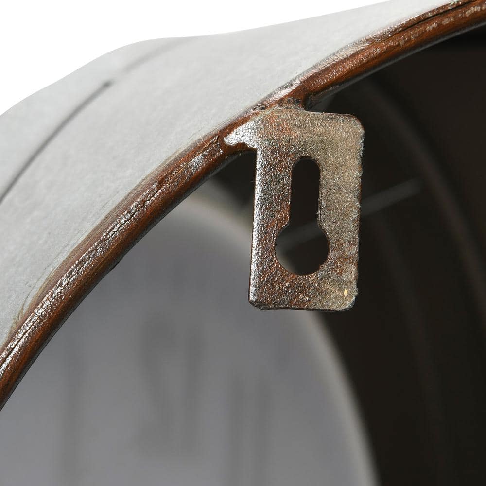 Distressed Gray and Brown Double-Sided Metal Wall Clock