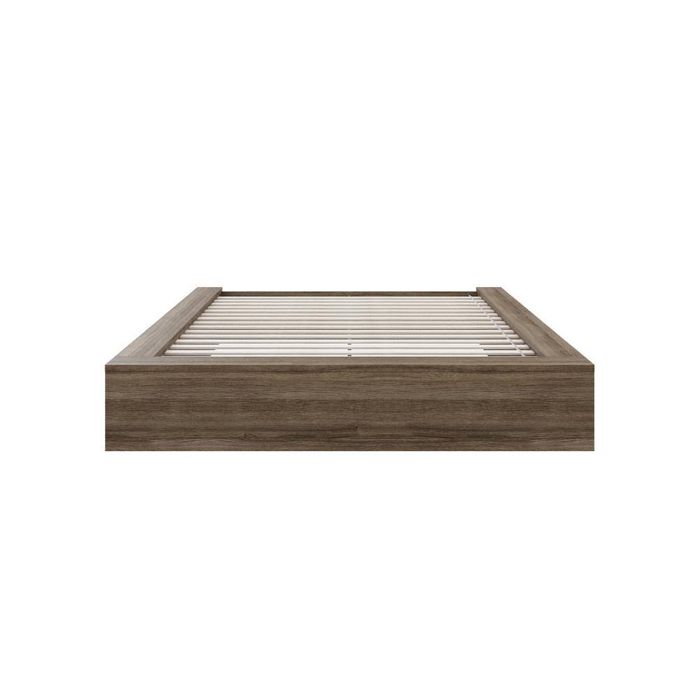 Gray Queen Upholstered Platform Bed with Engineered Wood Frame