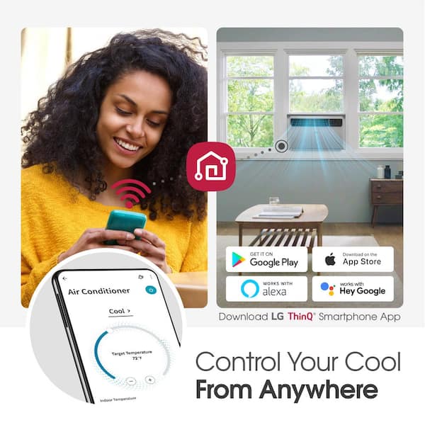 LG - 14,000 BTU 115V Window Air Conditioner Cools 700 sq. ft. with Dual inverter, Remote, Wi-Fi and Dehumidifier in White