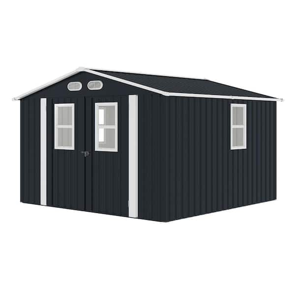 8 ft. W x 8 ft. D Outdoor Metal Storage Shed with Four Daylight Windows Lockable Doors(64 sq. ft. )