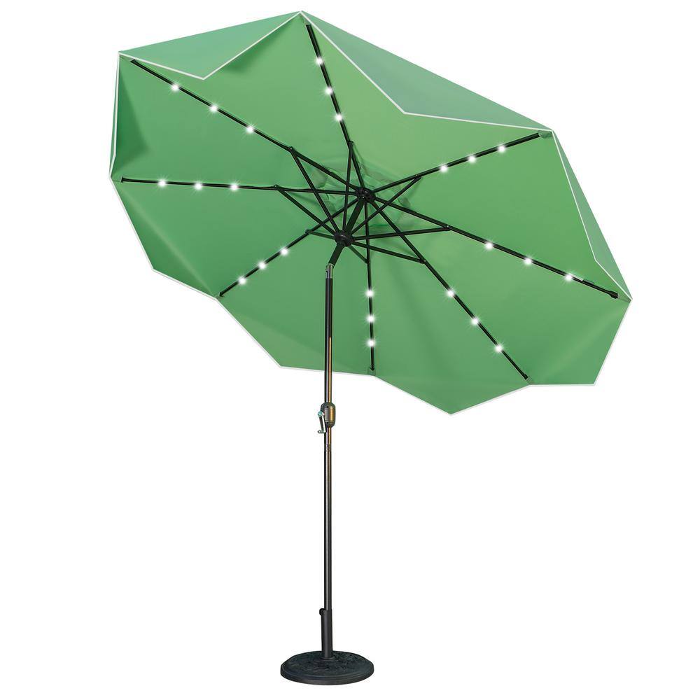 PHI VILLA 10 ft. Metal Market Solar Tilt Patio Umbrella with Lights and