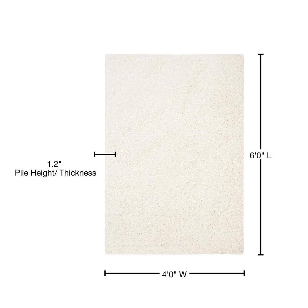 Ivory Bliss 4' x 6' Hand-Knotted Synthetic Shag Area Rug