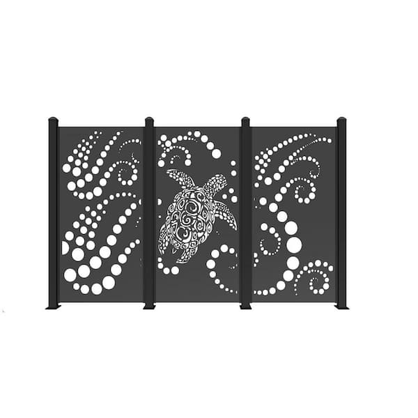 Ejoy 72 in. x 36 in. Black Decorative Composite PE Garden Fence Panel (Set of 3-Piece)