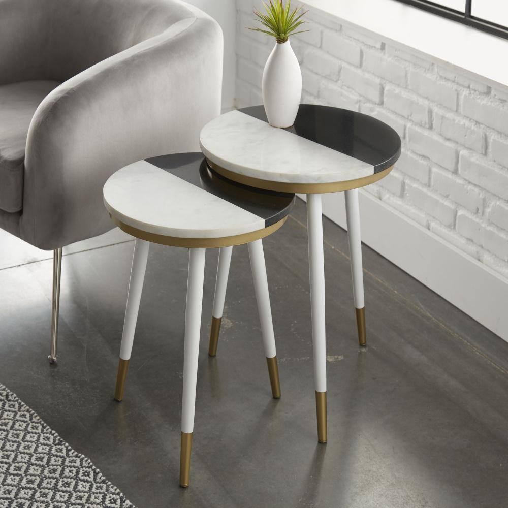 Taj White and Black 2-Piece Round Side Table -  Steve Silver, TJ2000