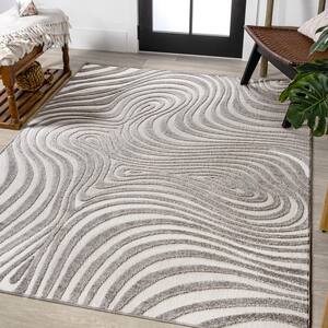 Gray/Ivory 8 ft. x 10 ft. Maribo Abstract Groovy Striped Area Rug