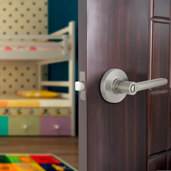 Tonebridge Satin Nickel Bed/Bath Door Lever with Round Rose 12-Pack