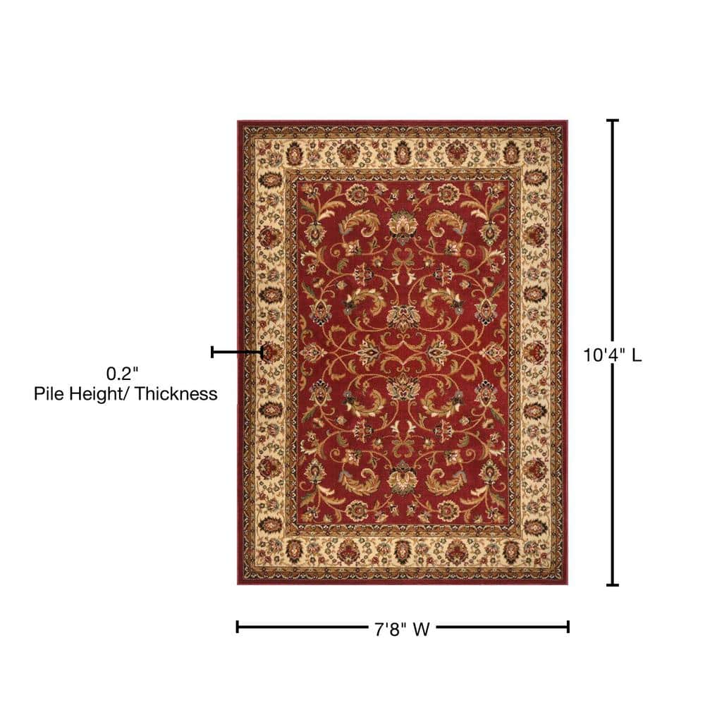 Elegant Red/Ivory Tufted Washable Synthetic Area Rug 7'8"x10'4"