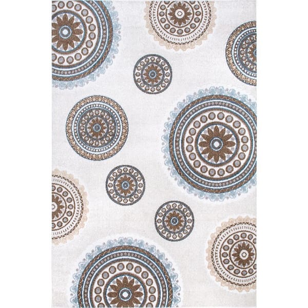 nuLOOM Andi Textured Beige 5 ft. 3 in. x 7 ft. 7 in. Indoor/Outdoor Patio Area Rug