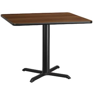 42 in. Square Black and Walnut Laminate Table Top with 33 in. x 33 in. Table Height Base