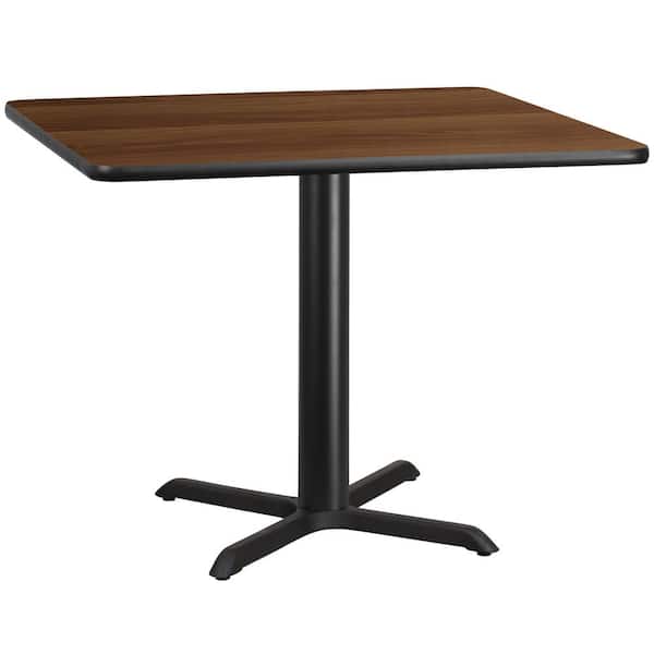 Flash Furniture 42 in. Square Black and Walnut Laminate Table Top with 33 in. x 33 in. Table Height Base