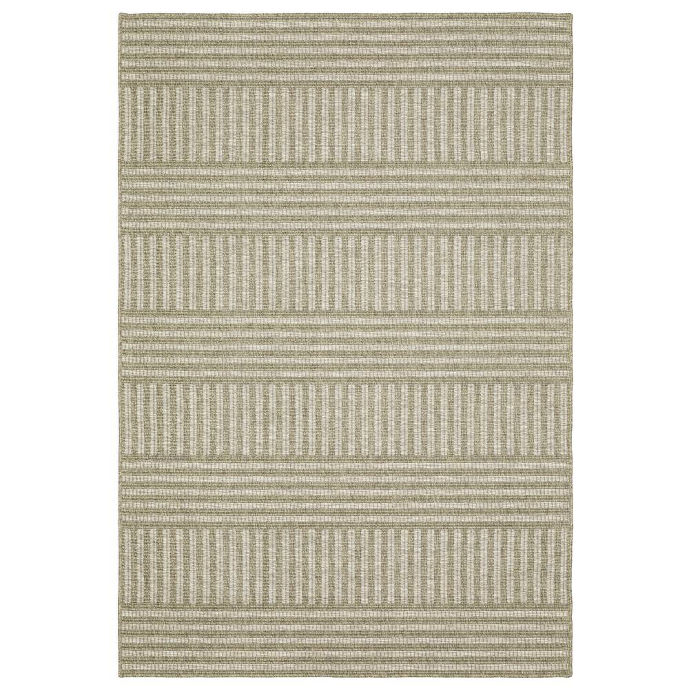 Thrasher Beige 5 ft. x 8 ft. Geometric Varied Stripe Polypropylene Indoor/O