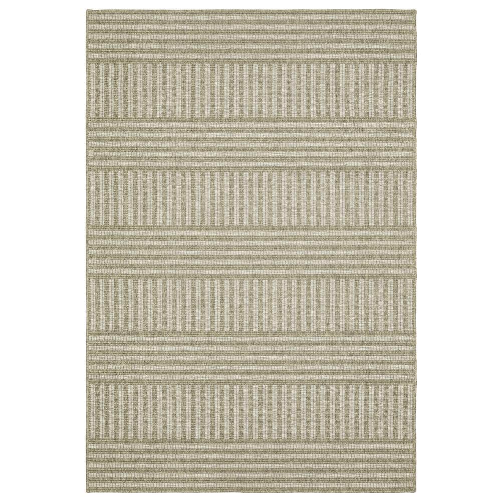 Thrasher Beige 6 ft. x 9 ft. Geometric Varied Stripe Polypropylene Indoor/O
